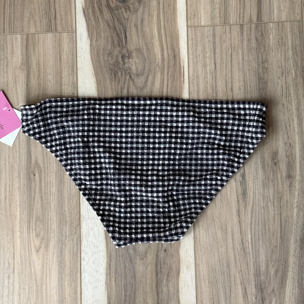 KATE SPADE Gingham Bikini Bottom Mid Rise‎ Women's Small Black White Medium New